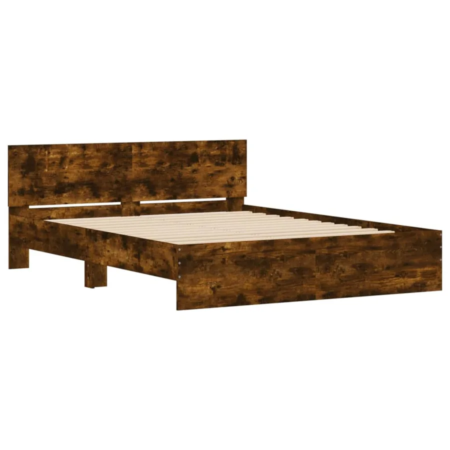 Cadre de lit sans matelas chêne fumé 140x200 cm - 4
