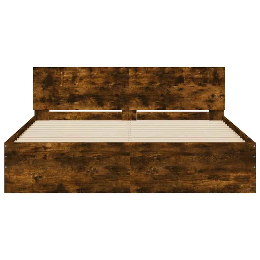 Cadre de lit sans matelas chêne fumé 140x200 cm - 5