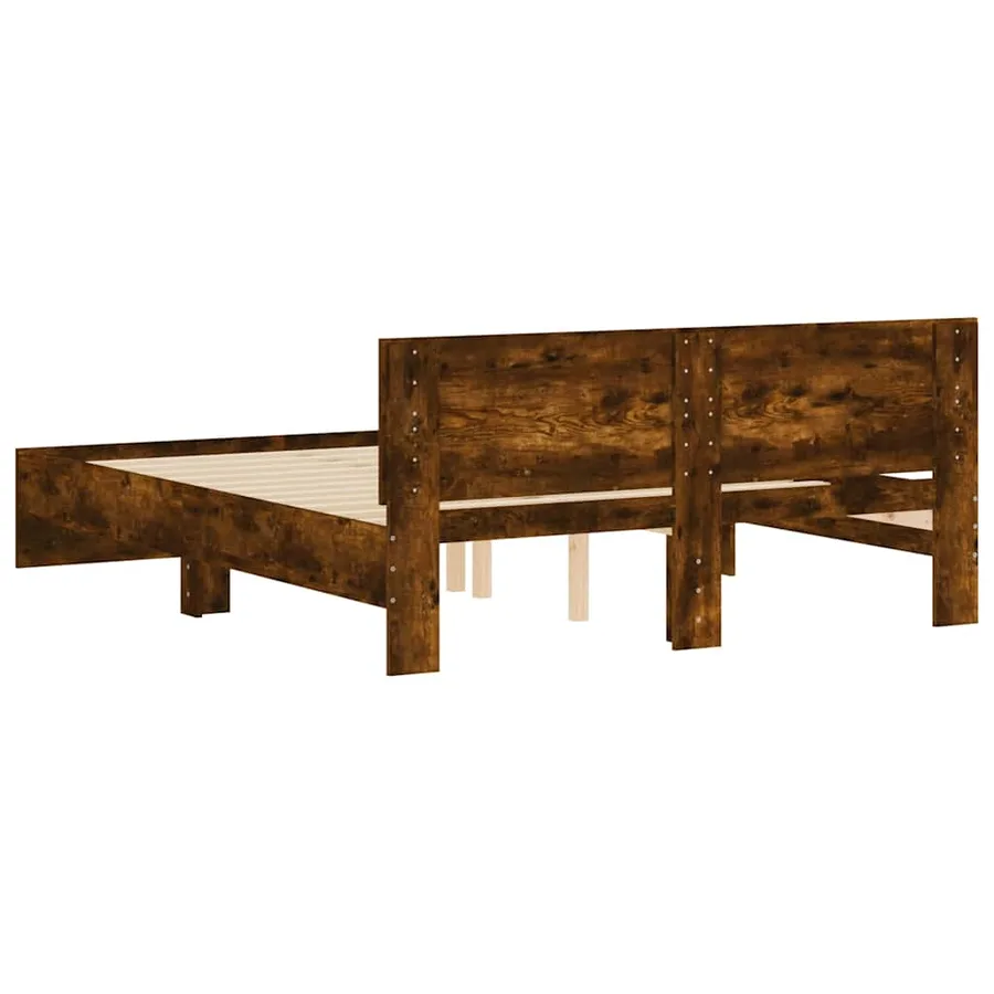 Cadre de lit sans matelas chêne fumé 140x200 cm - 7