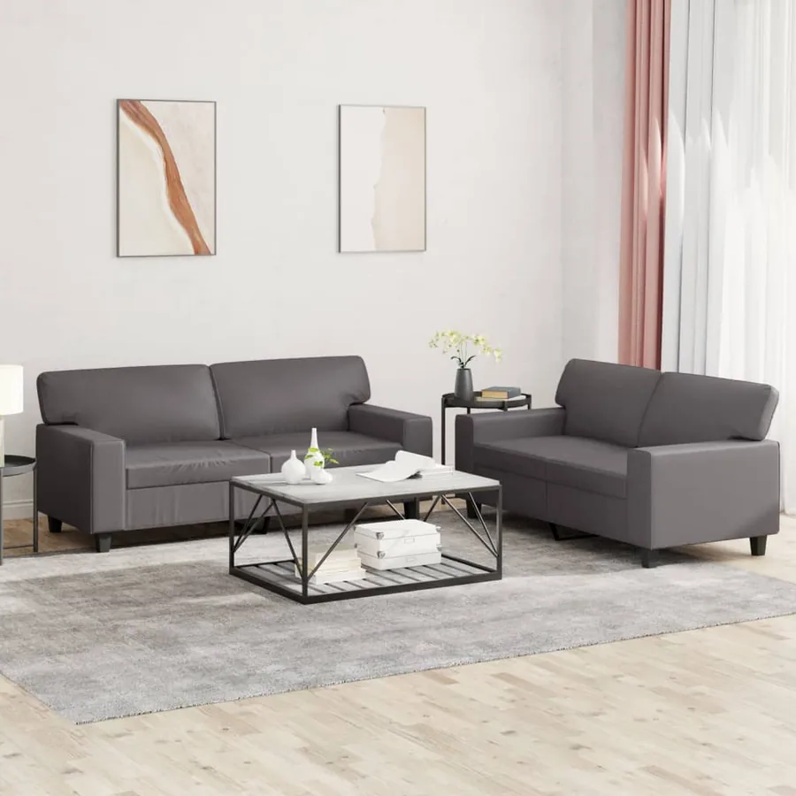 Ensemble de canapés 2 pcs gris similicuir