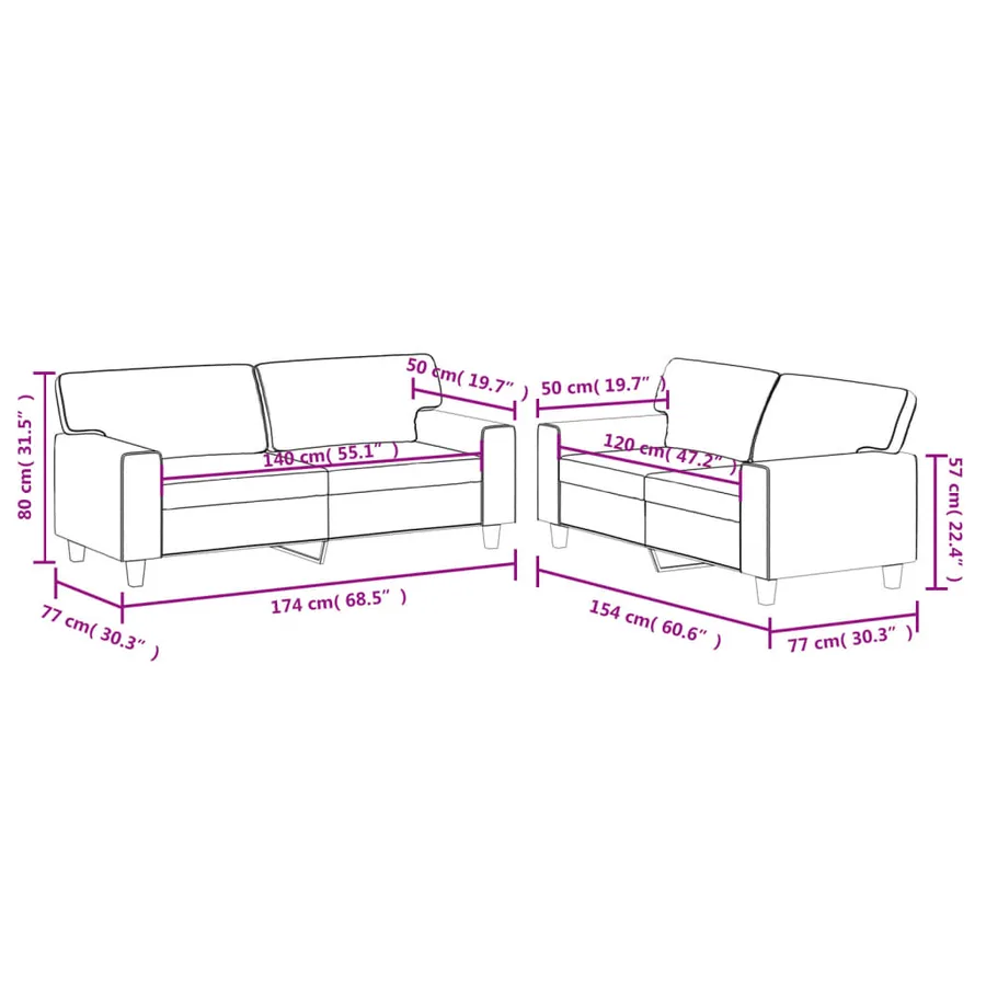 Ensemble de canapés 2 pcs noir similicuir - 7