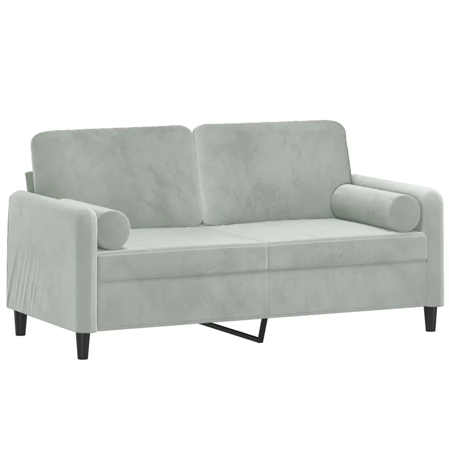 Canapé 2 places avec oreillers gris clair 140 cm velours - 3