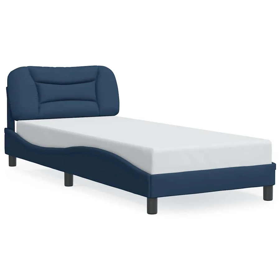 Cadre de lit sans matelas Hvar bleu 80x200 cm tissu - 2