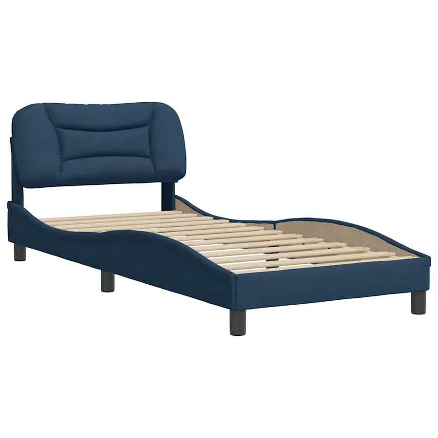 Cadre de lit sans matelas Hvar bleu 80x200 cm tissu - 3