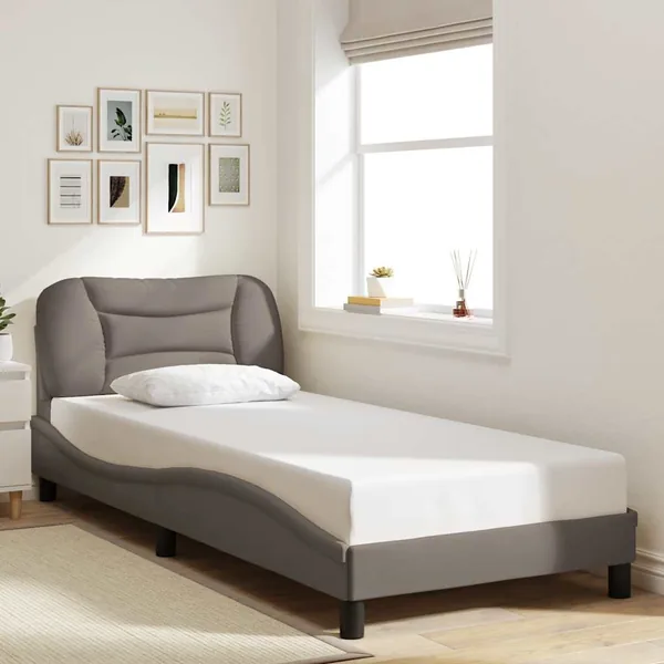 Cadre de lit sans matelas Hvar taupe 80x200 cm tissu