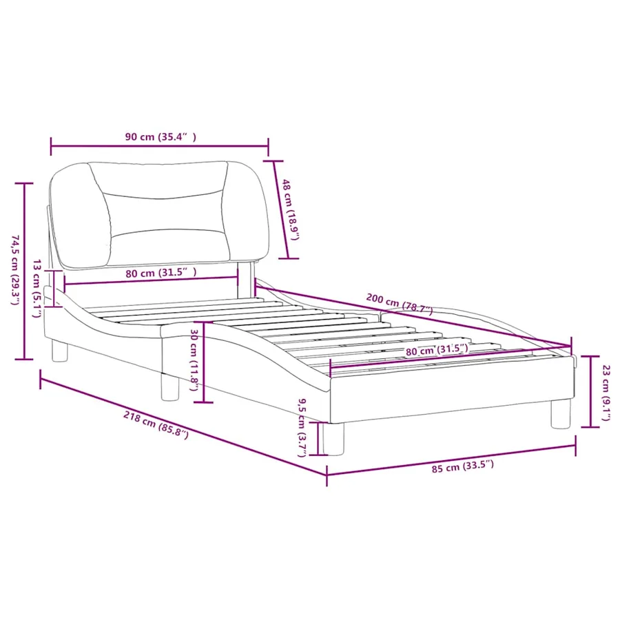 Cadre de lit sans matelas Hvar taupe 80x200 cm tissu - 12