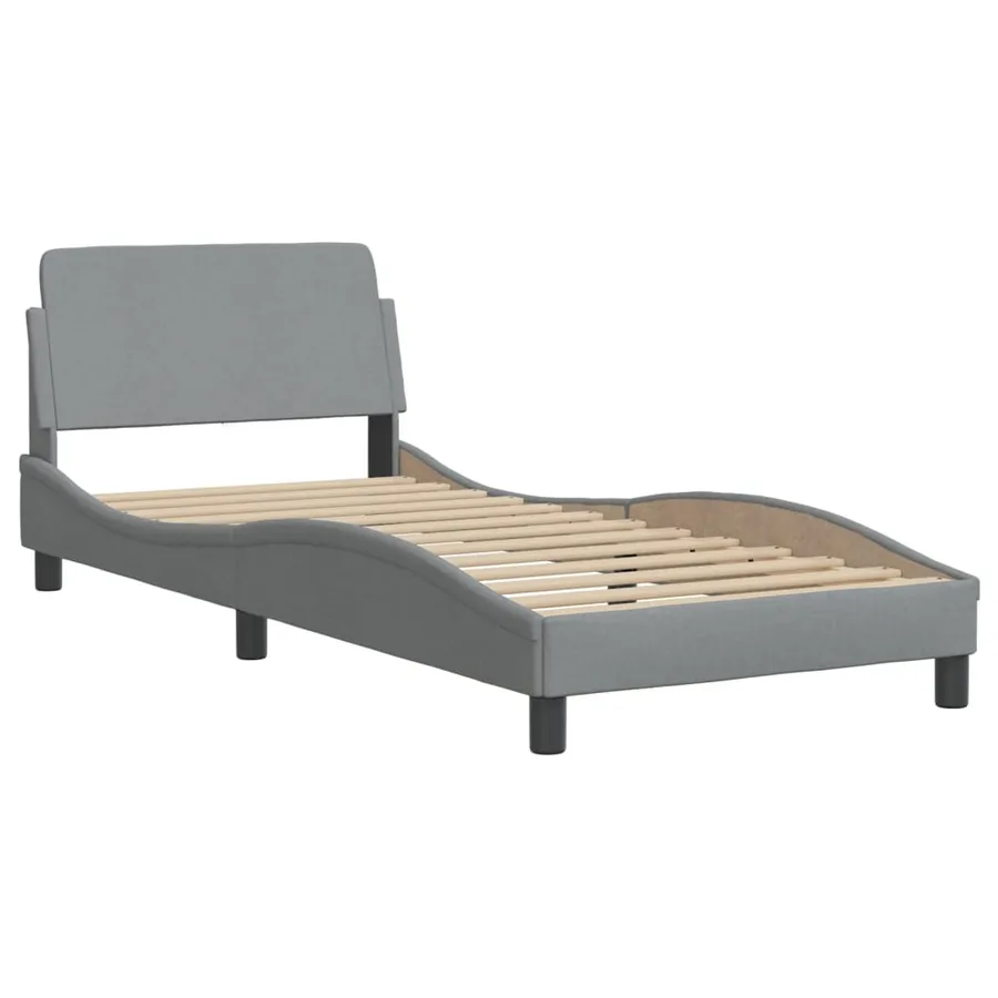 Lit avec matelas Hvar gris clair 80x200 cm tissu - 4
