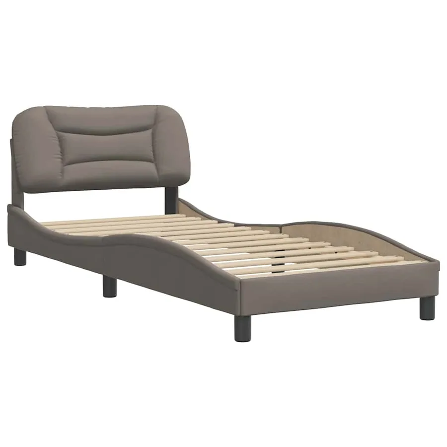 Cadre de lit sans matelas Hvar taupe 90x200 cm tissu - 3
