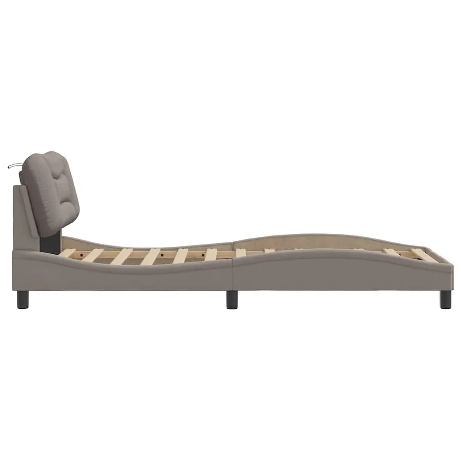 Cadre de lit sans matelas Hvar taupe 90x200 cm tissu - 5