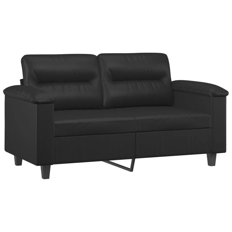 Ensemble de canapés 3 pcs avec coussins noir similicuir - 3