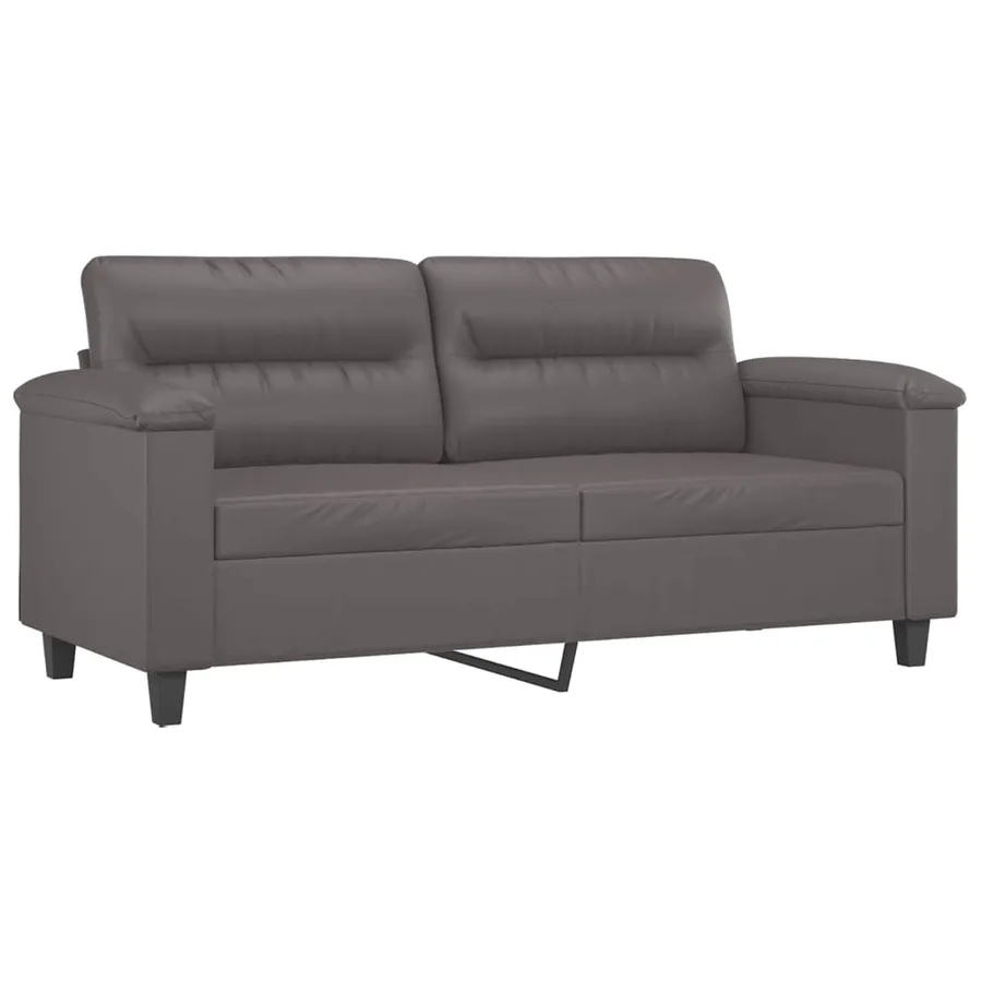 Canapé 2 places avec oreillers décoratifs gris 140cm similicuir - 4
