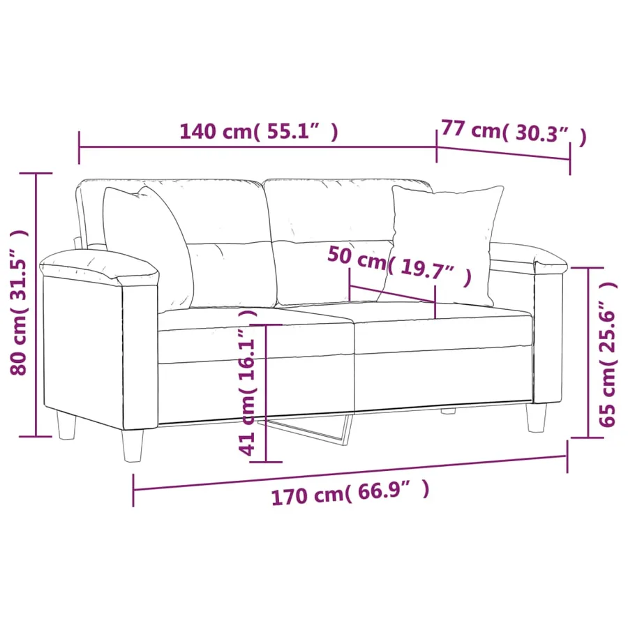 Canapé 2 places avec oreillers décoratifs gris 140cm similicuir - 8