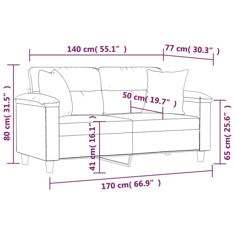 Canapé 2 places avec oreillers cappuccino 140 cm similicuir - 8
