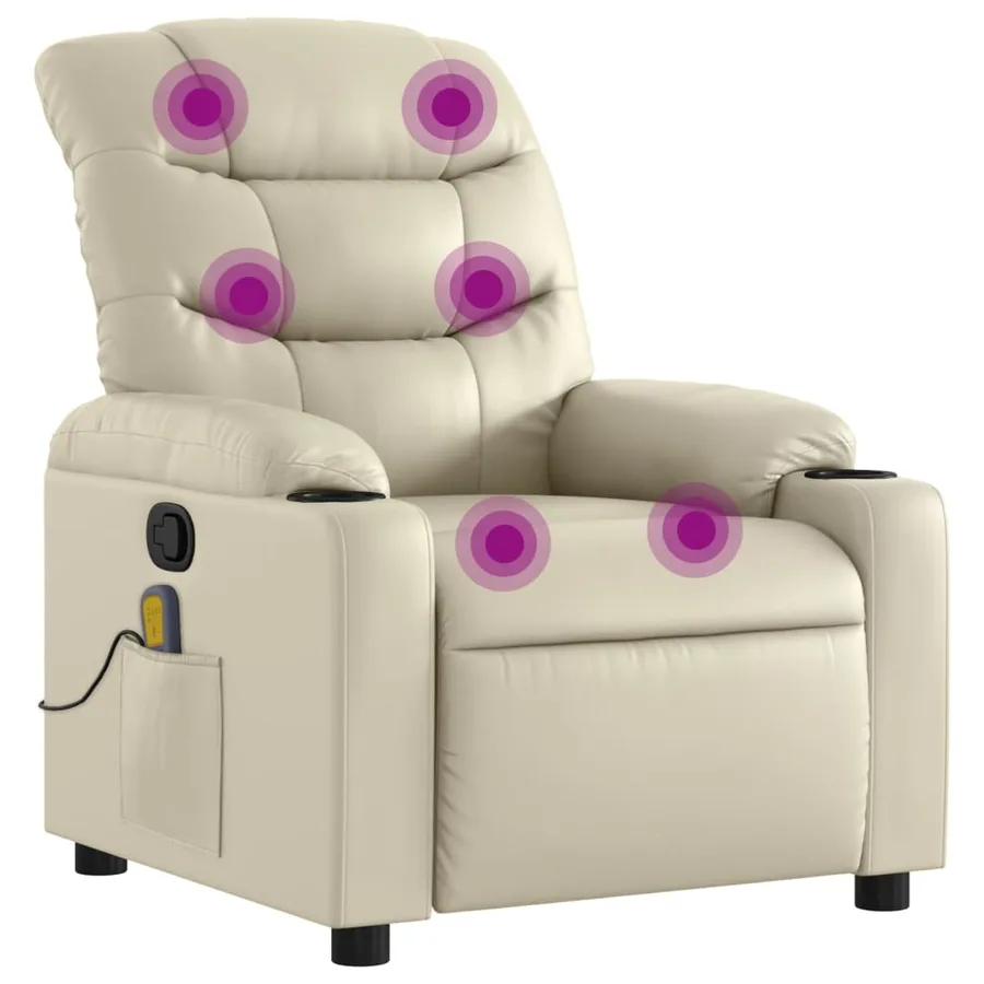 Fauteuil de massage inclinable crème similicuir - 2