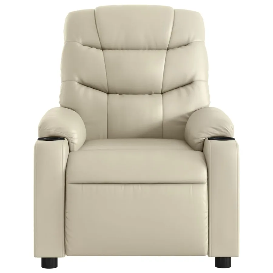 Fauteuil de massage inclinable crème similicuir - 7