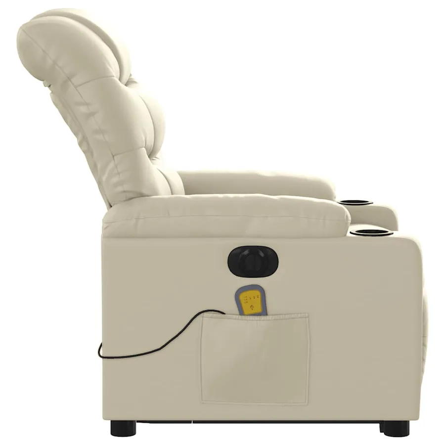 Fauteuil inclinable de massage électrique crème similicuir - 10