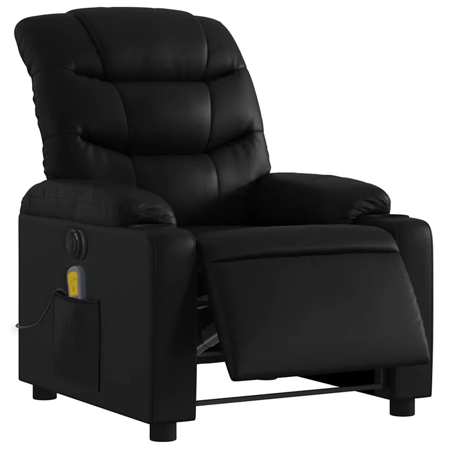 Fauteuil de massage inclinable électrique noir similicuir - 3