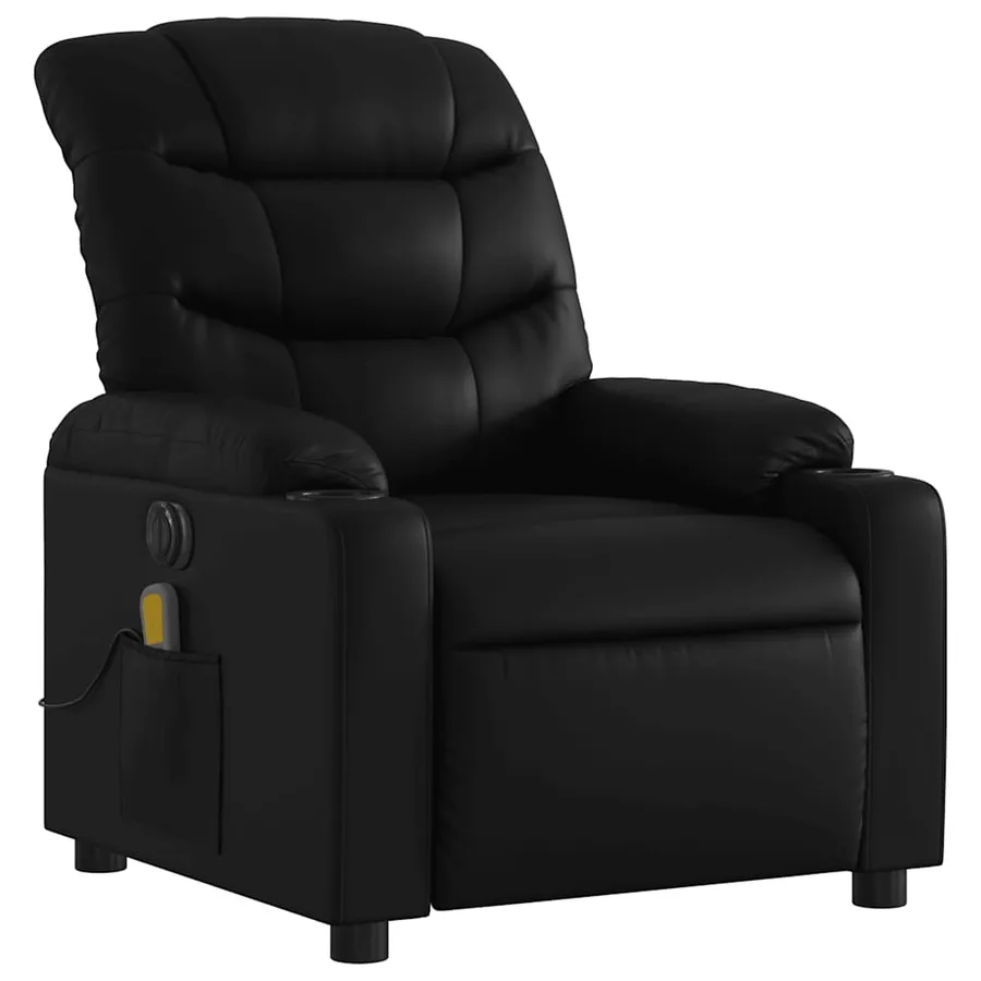 Fauteuil de massage inclinable électrique noir similicuir - 4
