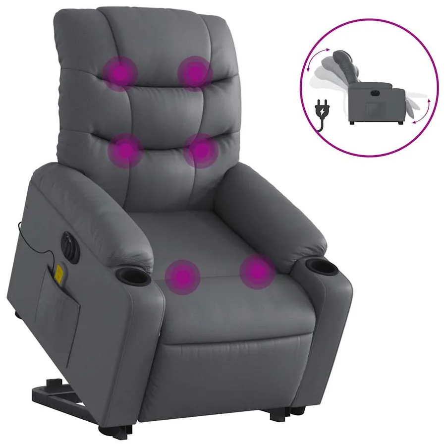 Fauteuil inclinable de massage électrique gris similicuir - 2