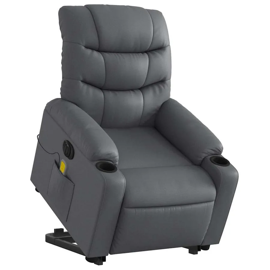 Fauteuil inclinable de massage électrique gris similicuir - 3