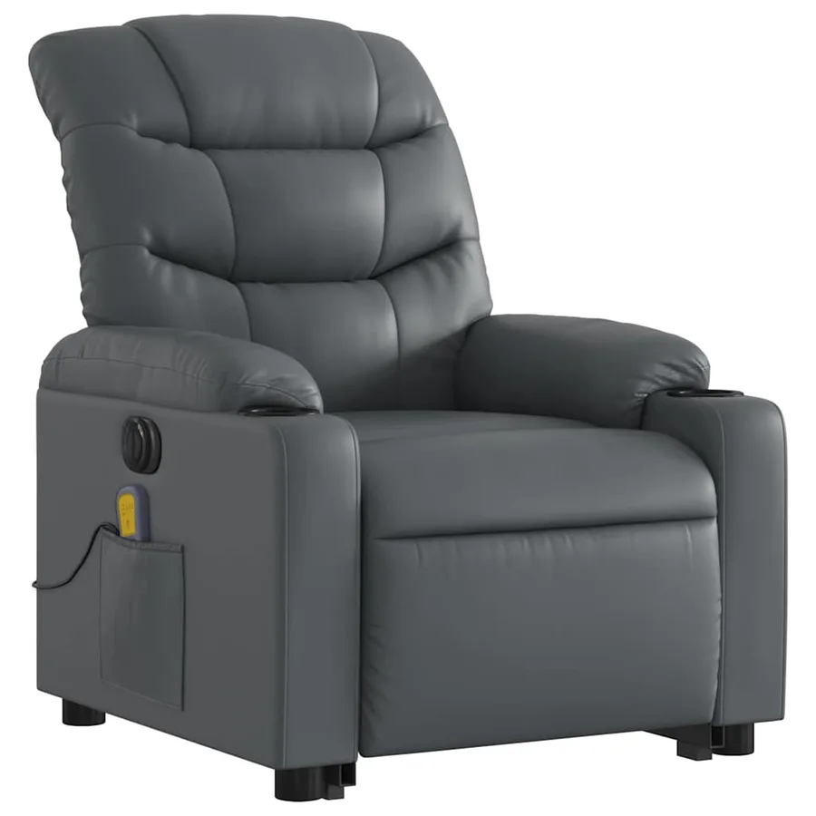 Fauteuil inclinable de massage électrique gris similicuir - 4