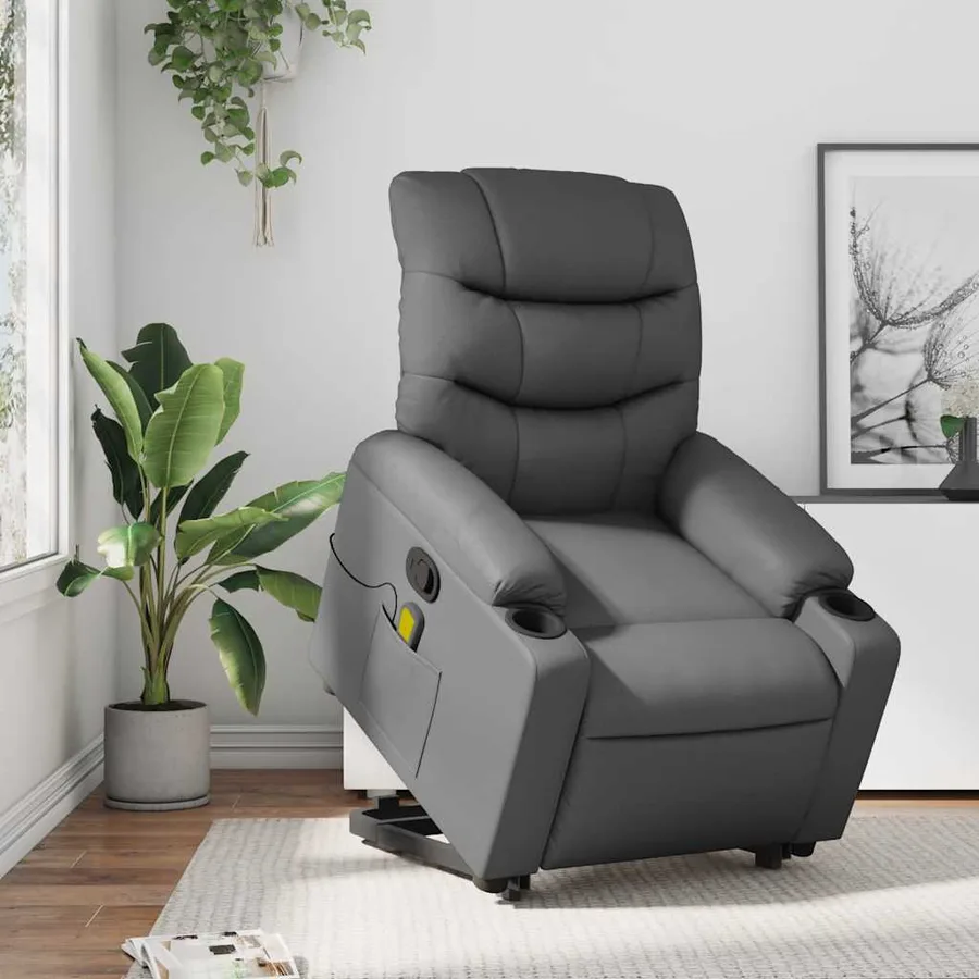 Fauteuil inclinable de massage Gris Similicuir - 16