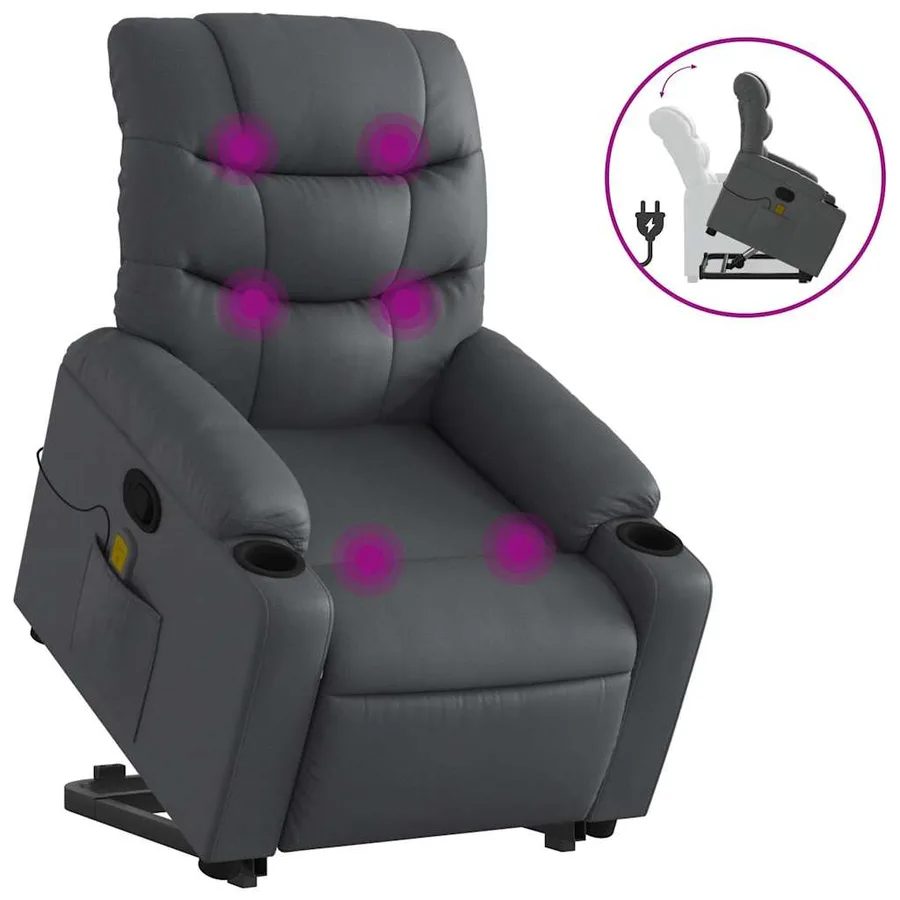 Fauteuil inclinable de massage Gris Similicuir - 2