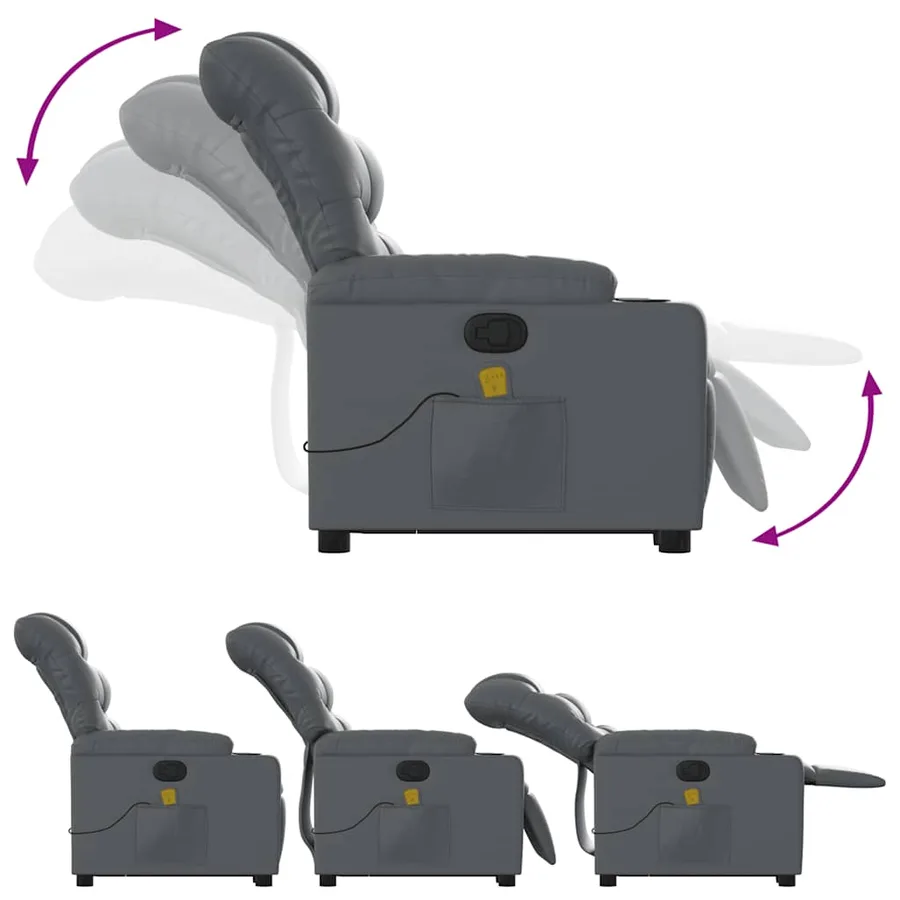 Fauteuil inclinable de massage Gris Similicuir - 7