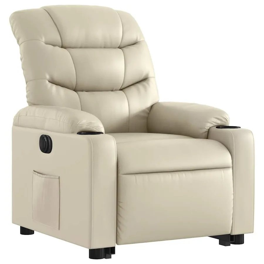 Fauteuil inclinable électrique crème similicuir - 4