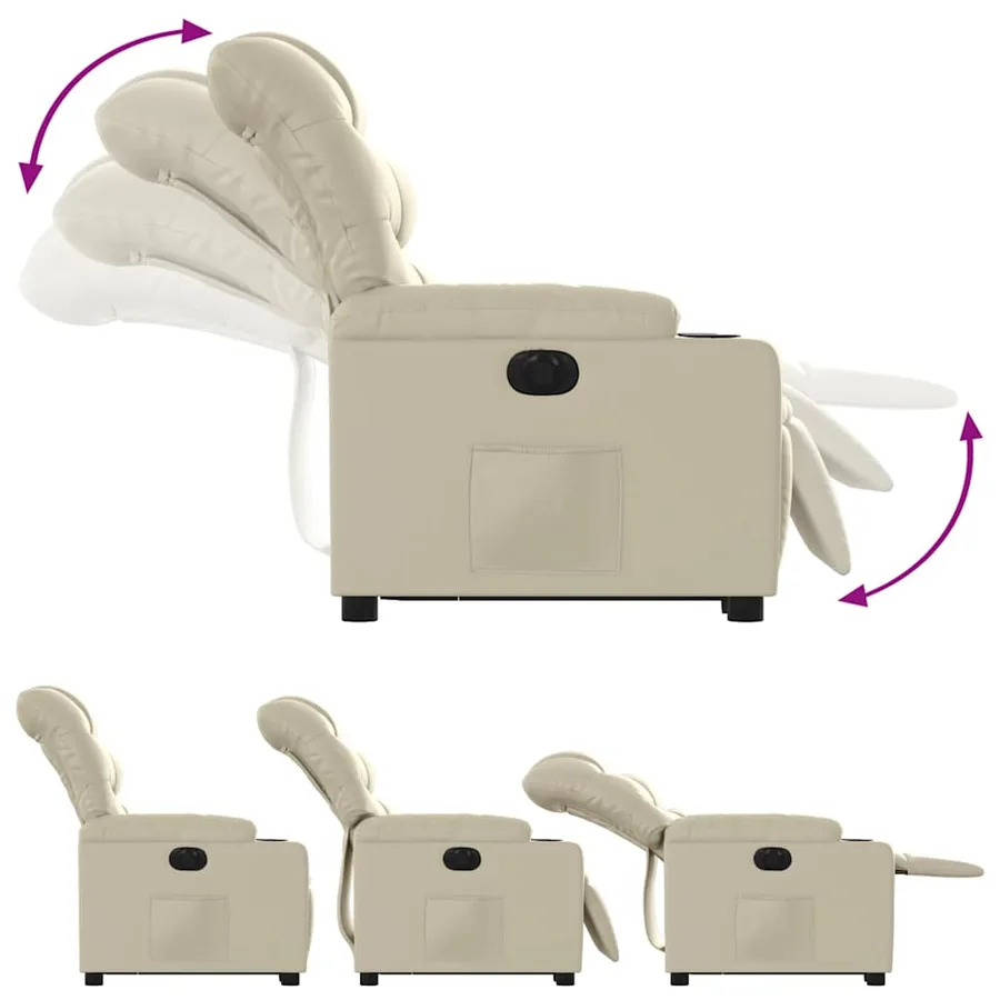 Fauteuil inclinable électrique crème similicuir - 7