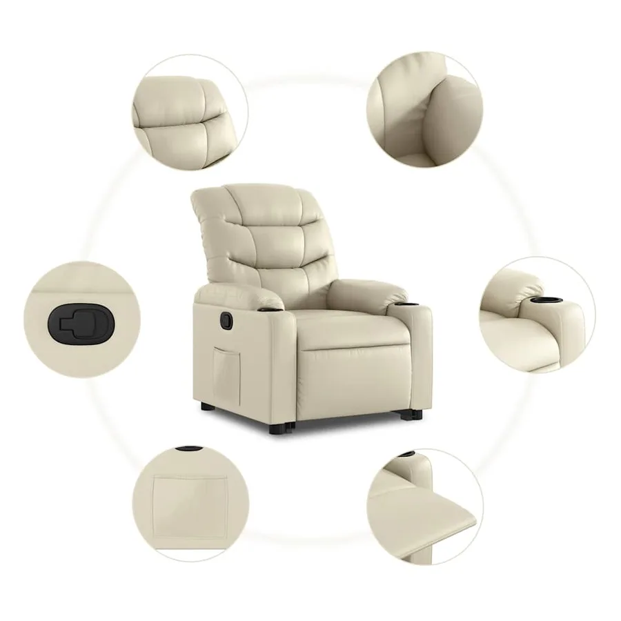 Fauteuil inclinable Crème Similicuir - 8