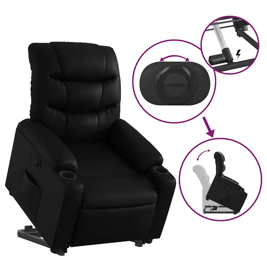 Fauteuil inclinable Noir Similicuir - 6