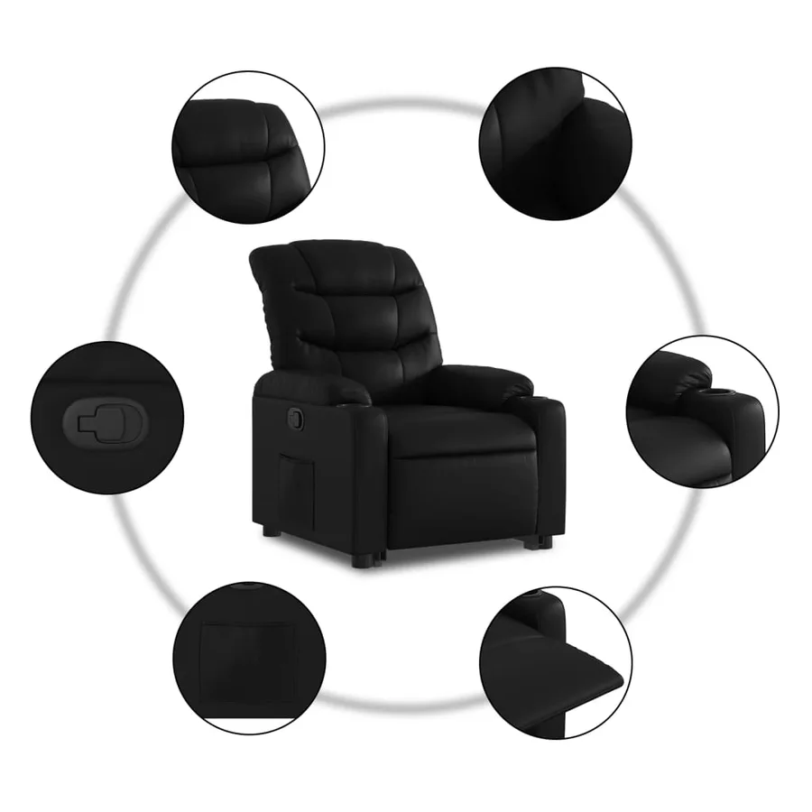Fauteuil inclinable Noir Similicuir - 8