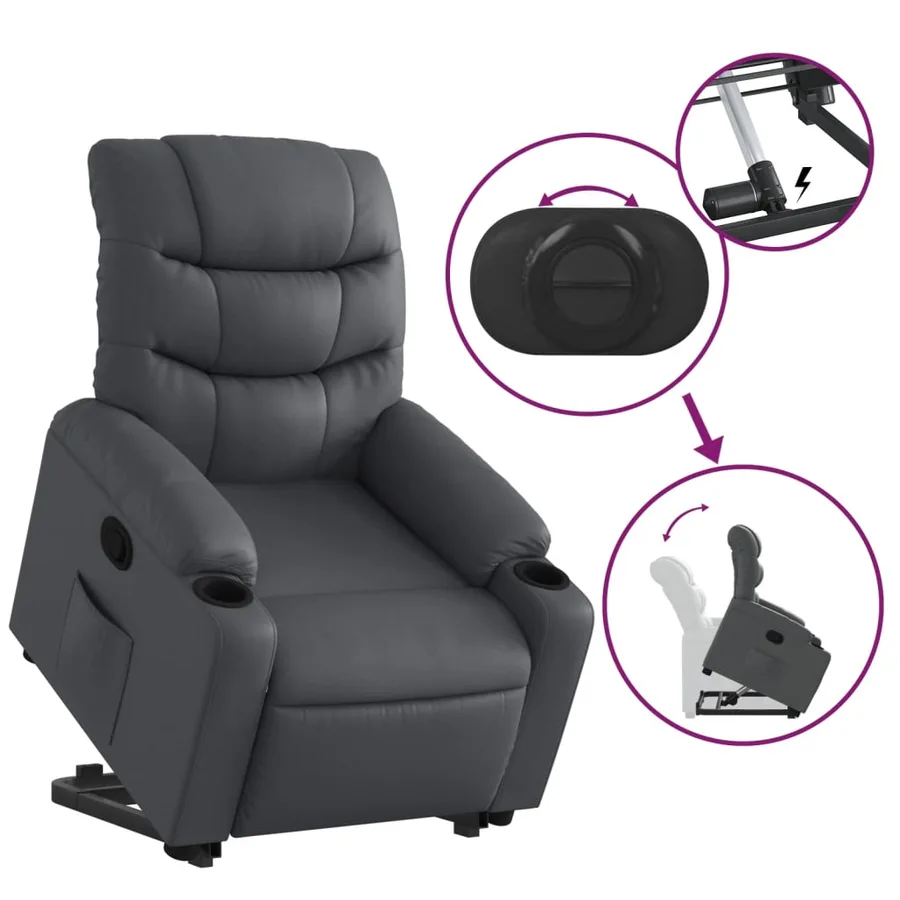 Fauteuil inclinable Gris Similicuir - 6