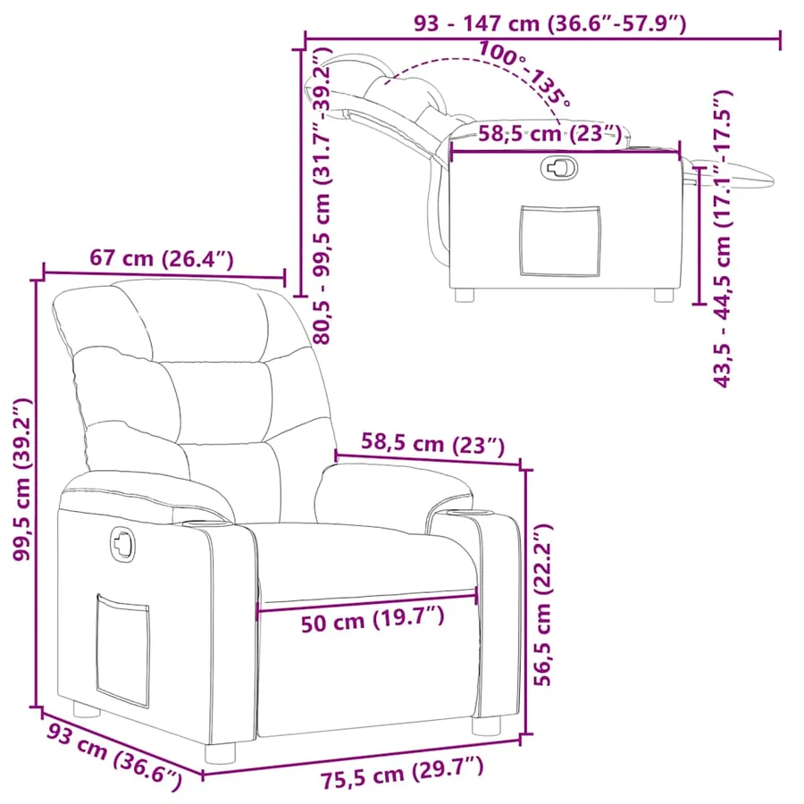 Fauteuil inclinable Noir Similicuir - 11