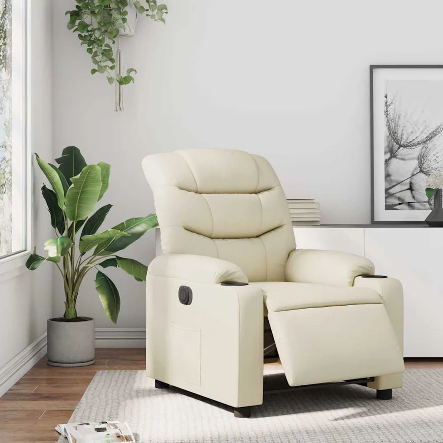 Fauteuil inclinable électrique Crème Similicuir - 16