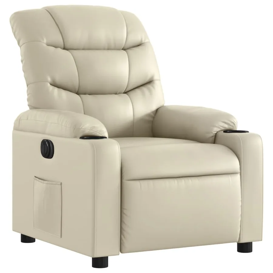 Fauteuil inclinable électrique Crème Similicuir - 4