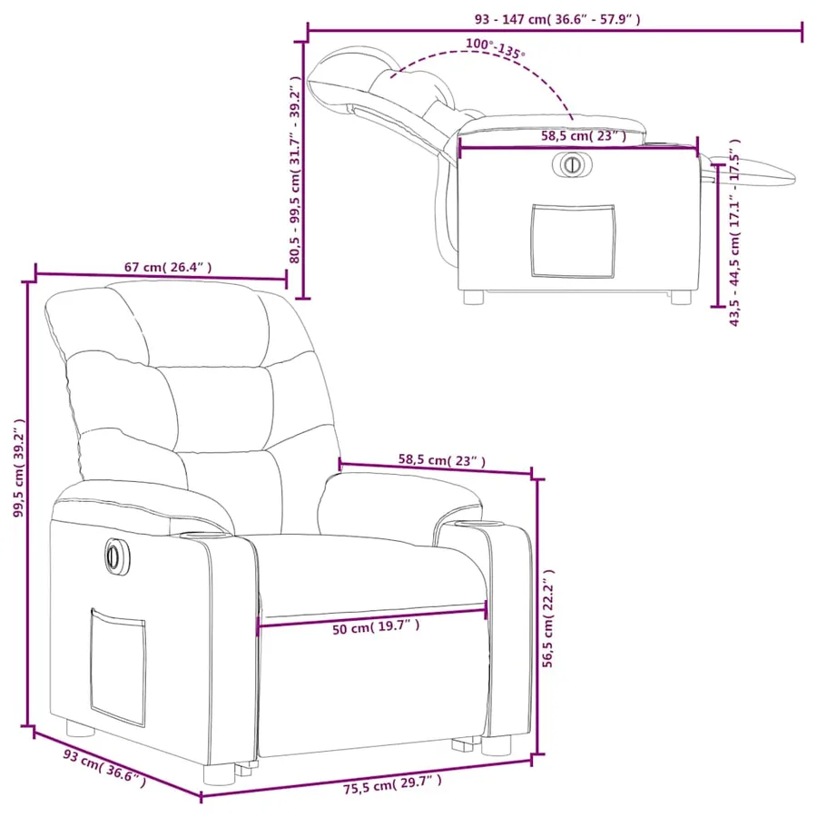 Fauteuil inclinable électrique gris similicuir - 17