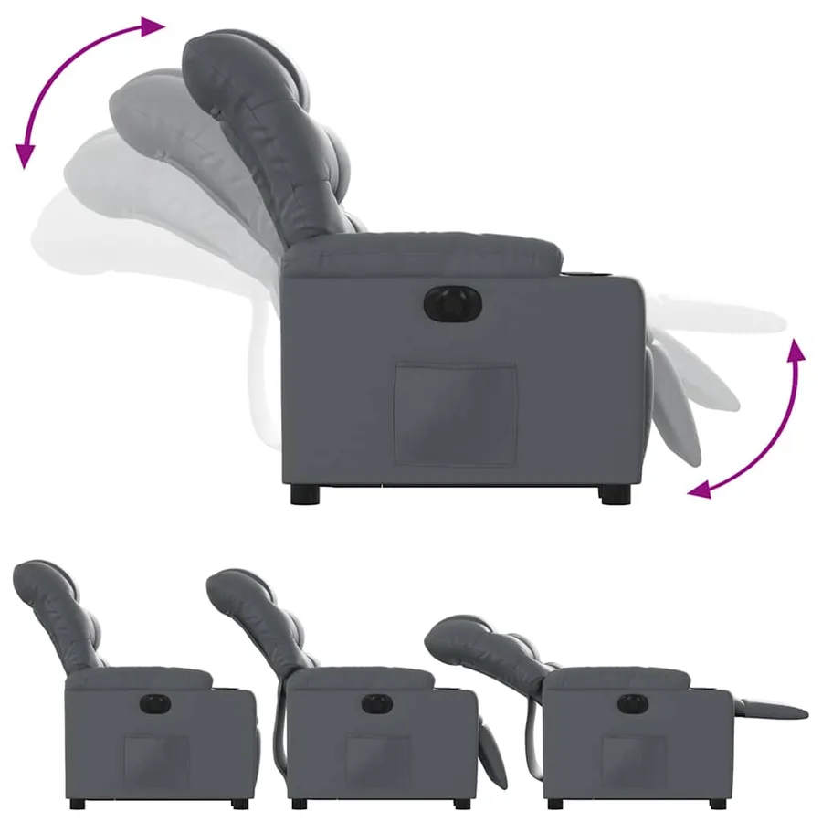 Fauteuil inclinable électrique gris similicuir - 7