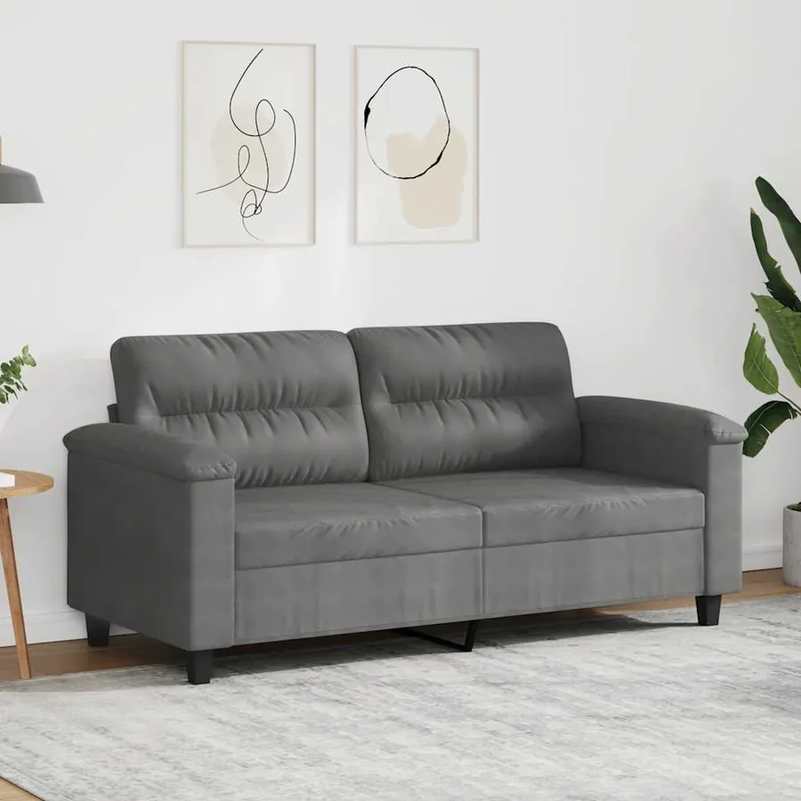 Canapé à 2 places Gris foncé 140 cm Tissu microfibre