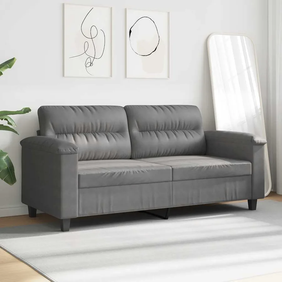 Canapé à 2 places Gris foncé 140 cm Tissu microfibre - 3