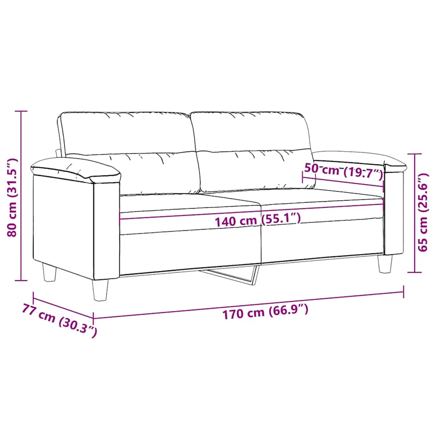 Canapé à 2 places Gris foncé 140 cm Tissu microfibre - 9
