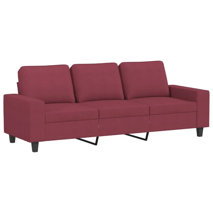 Canapé à 3 places Rouge bordeaux 180 cm Tissu - 2