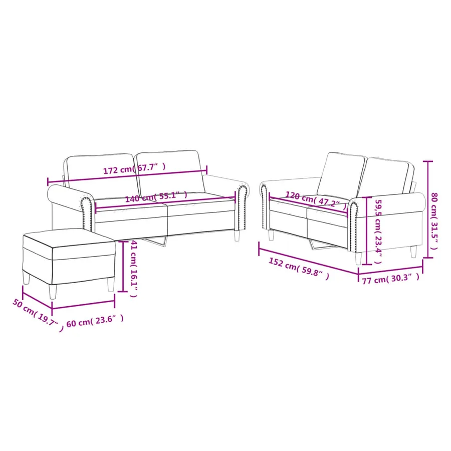 Ensemble de canapés 3 pcs avec coussins Noir Similicuir - 9
