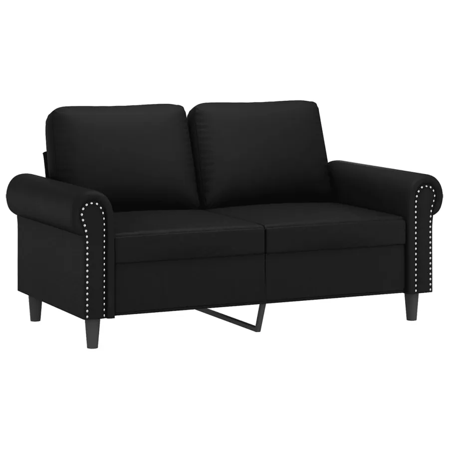 Ensemble de canapés 2 pcs avec coussins noir similicuir - 3