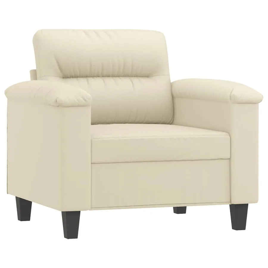 Fauteuil avec repose-pied Crème 60 cm Similicuir - 4