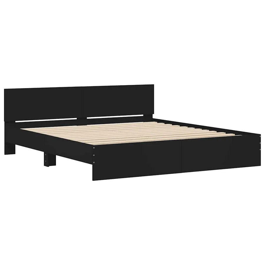 Cadre de lit sans matelas noir 160x200 cm - 4
