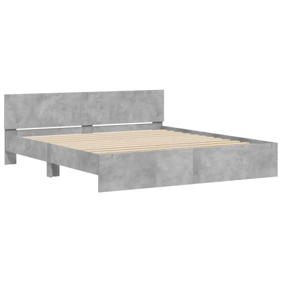 Cadre de lit sans matelas gris béton 160x200 cm - 4