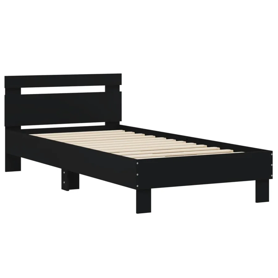 Cadre de lit sans matelas avec tête de lit noir 90x200 cm - 3