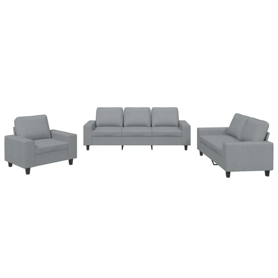 Ensemble de canapés 3 pcs gris clair tissu - 2